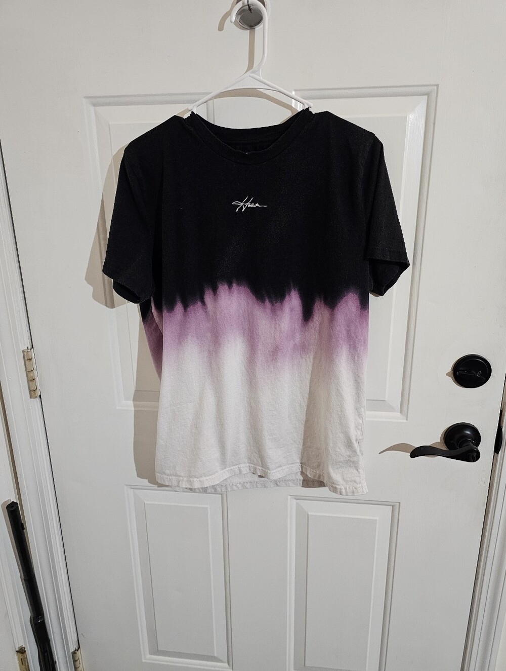 HOLLISTER Black to Lavender Dip Dye Tee with Script Logo